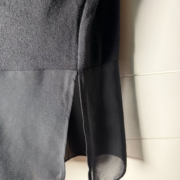 August Silk Lace Sheer Sweater Open Black Cardigan Sz Large - Picture 7 of 9